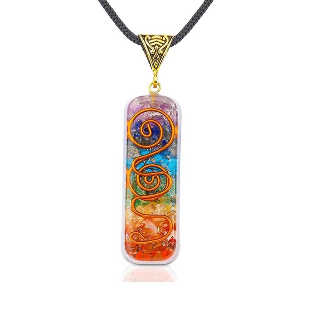 7 Chakra Necklace Hand Made Healing Orgone Pendant Crystal Necklace